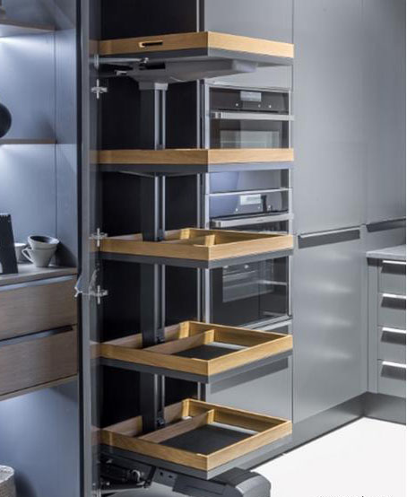 Practical internal storage within a fitted kitchen