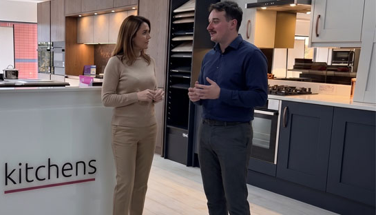 Kitchen displays inside the C&C Kitchens Cheshunt showroom