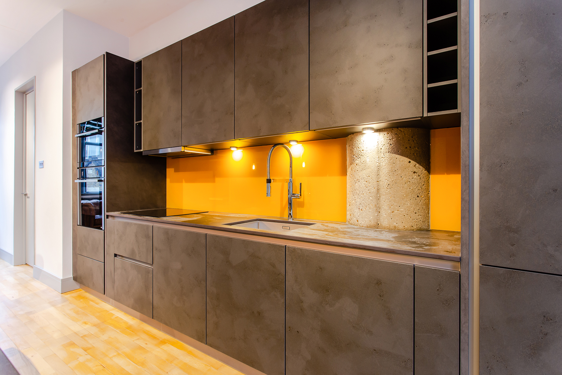 C&C kitchens Hertfordshire - Nolte Kitchens Polished Concrete and Curry